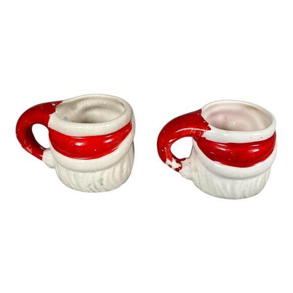 Vintage 2 Mini Ceramic Winking Santa Mugs Made In Japan - Picture 6 of 6